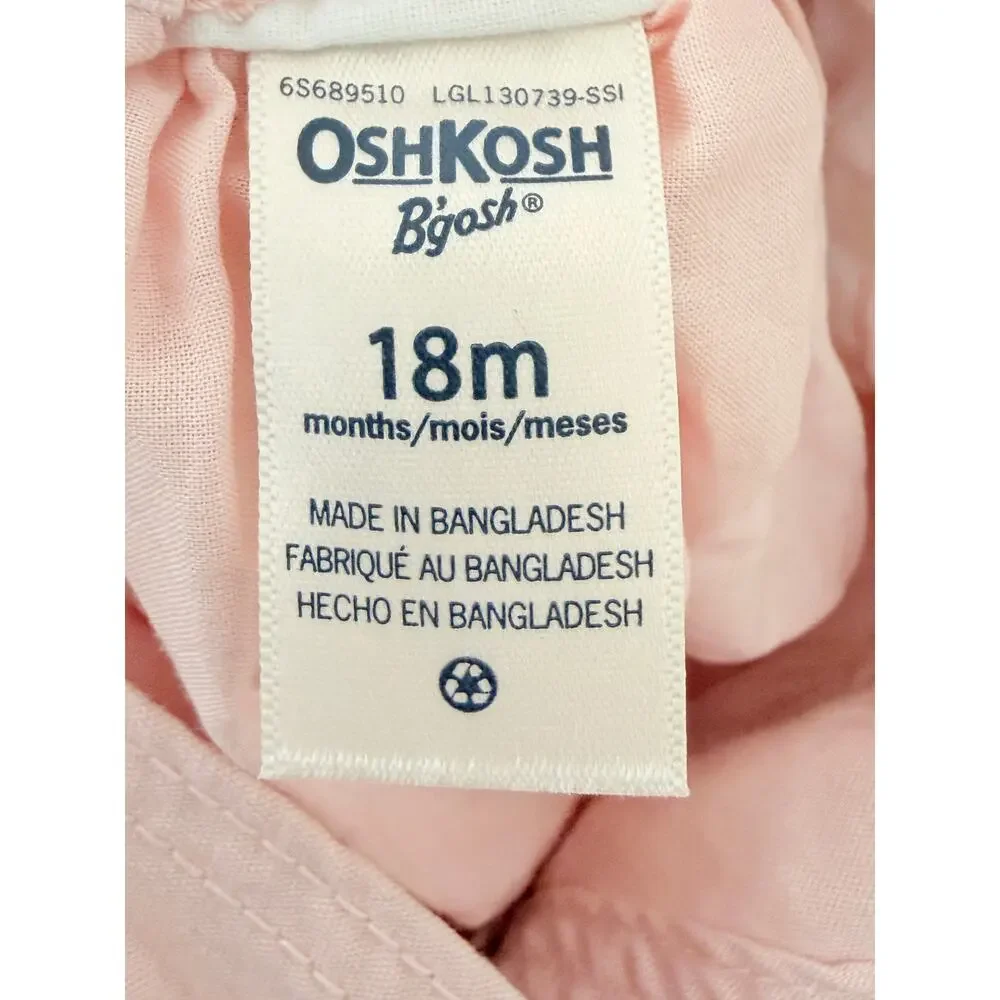 OshKosh B’gosh Pink Tulle Party Dress Baby Girl 18M Embroidered Tutu Spring